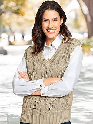 Cable Knit Sweater Vest product image (580402.SA.1SS)