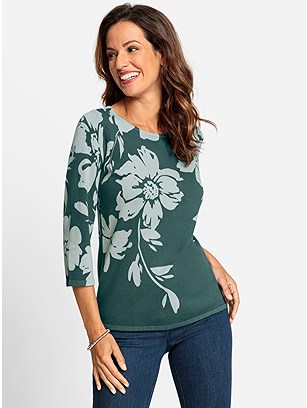 Floral 3/4 Sleeve Sweater product image (580445.PEPR.1.19_WithBackground)
