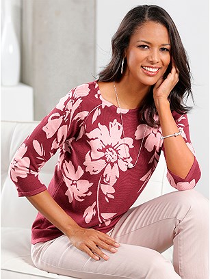 Floral 3/4 Sleeve Sweater product image (580445.RDPR.1.28_WithBackground)