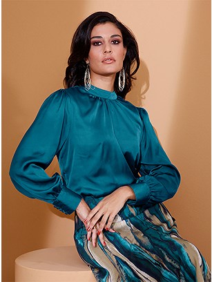 Satin Long Sleeve Blouse product image (580583.AQPE.1.28_WithBackground)