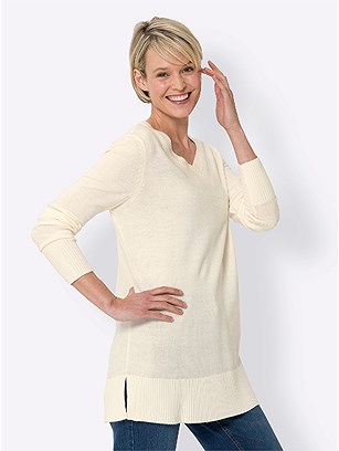 V-Neck Long Sweater product image (582448.CM.1.1_WithBackground)