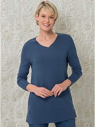 V-Neck Long Sweater product image (582448.DEBL.1SS)