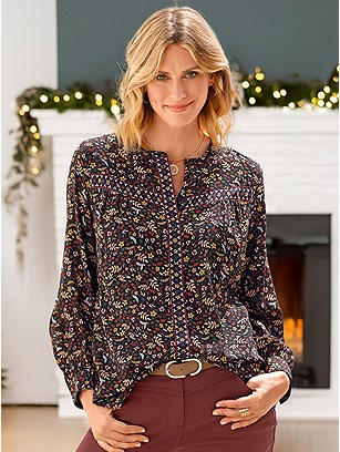 Boho Floral Print Tunic product image (582747.BKBR.1SS)