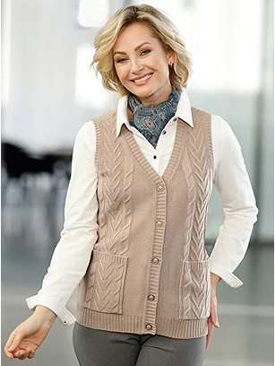 Cable Knit Button Up Vest product image (582772.BE.1S)