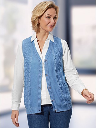 Cable Knit Button Up Vest product image (582772.LB.1.P11824)