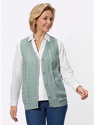 Cable Knit Button Up Vest product image (582772.MT.1.1_WithBackground)