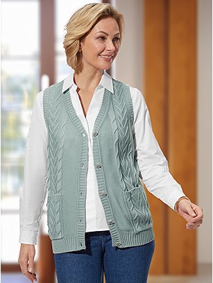 Cable Knit Button Up Vest product image (582772.MT.1.P11824)