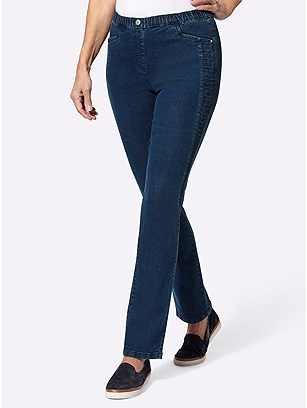 Stretch Waist Side Panel Jeans product image (583150.BLUS.1.1_WithBackground)