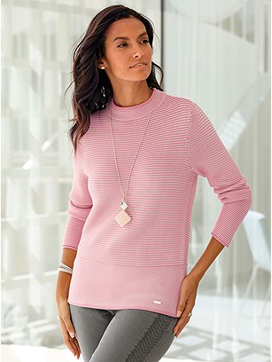 Striped Purl Knit Sweater product image (583224.RSST.1S)