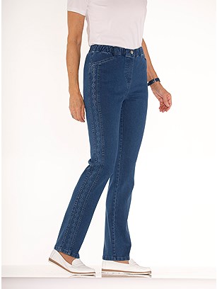 Printed Panel Jeans product image (583620.BLUS.1.1_WithBackground)