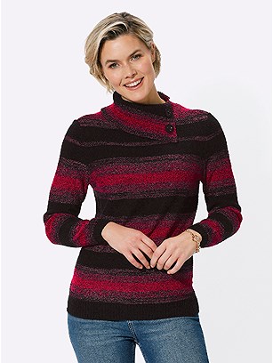 Striped Boucle Sweater product image (583789.RDST.1.1_WithBackground)