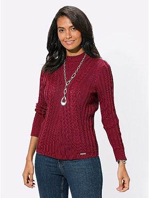 Ribbed Cable Knit Sweater product image (584223.CHRY.1.1_WithBackground)