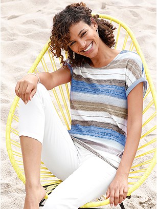 Striped Dropped Shoulder Top product image (584634.BLST.1S)