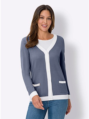 Contrast Trim Cardigan product image (586477.PWBL.1.1_WithBackground)