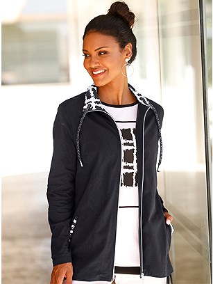 Contrast Print Zip Jacket product image (586830.BKEP.1.1_WithBackground)