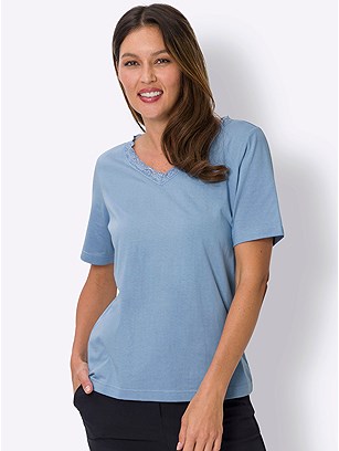 Lace Trim V-Neck Shirt product image (586954.LB.1S)