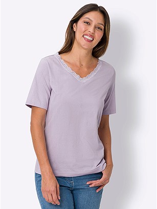 Lace Trim V-Neck Shirt product image (586954.LI.1S)