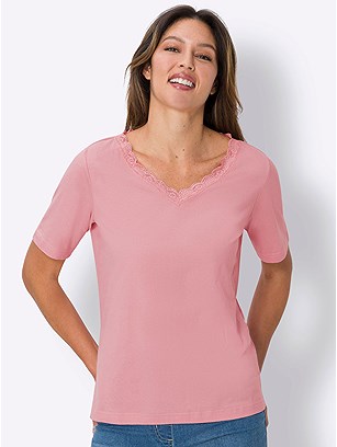 Lace Trim V-Neck Shirt product image (586954.RS.1S)