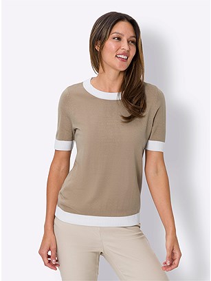 Contrast Short Sleeve Sweater product image (587423.BE.1.1_WithBackground)