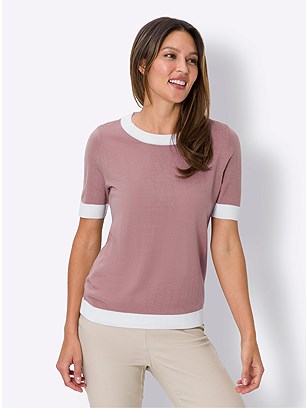Contrast Short Sleeve Sweater product image (587423.HYDR.2.1_WithBackground)