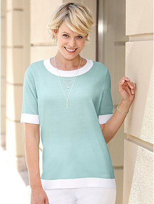 Contrast Short Sleeve Sweater product image (587423.MT.1S)