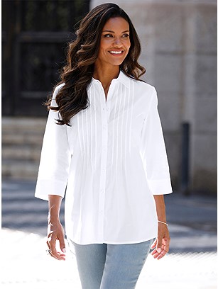 Pleated Long Blouse product image (587991.WH.1.1_WithBackground)
