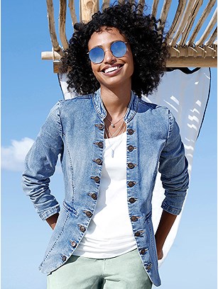 Stand Up Collar Denim Jacket product image (588062.FADE.11S)