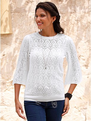 Ajour Flared Sleeve Sweater product image (588371.WH.1S)