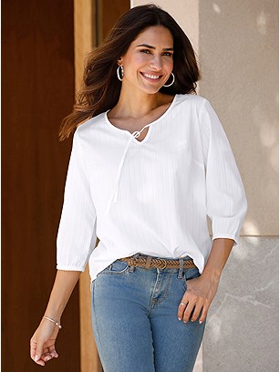 Crepe Tie Neck Blouse product image (588407.WH.1S)