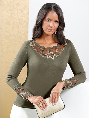 Embroidered Mesh Sweater product image (588447.KHPA.1S)