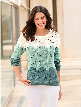 Color Block Ajour Knit Sweater product image (588843.JDEP.1.1_WithBackground)