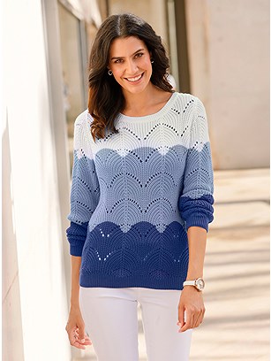 Color Block Ajour Knit Sweater product image (588843.RYEP.1.2_WithBackground)