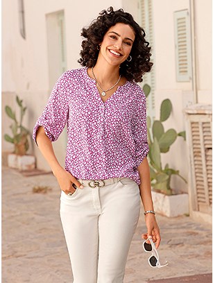 Floral Tab Sleeve Blouse product image (589505.PKPR.1.1_WithBackground)