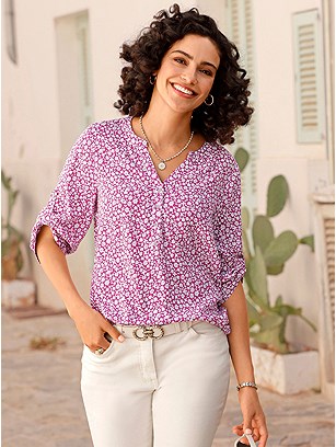 Floral Tab Sleeve Blouse product image (589505.PKPR.1S)