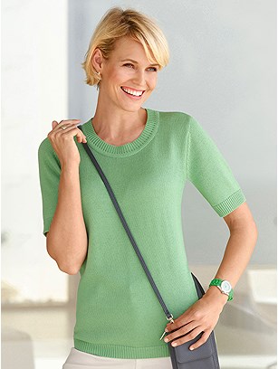 Ribbed Short Sleeve Sweater product image (589884.AG.1S)