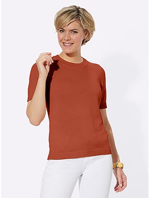 Ribbed Short Sleeve Sweater product image (589884.RU.1.1_WithBackground)