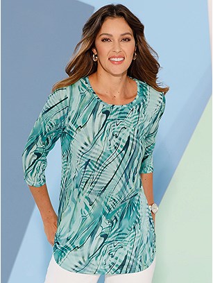 Printed 3/4 Sleeve Tunic product image (590535.AQPR.1S)