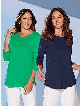 2 Pk 3/4 Sleeve Tops product image (590565.GRNV.1.1_WithBackground)