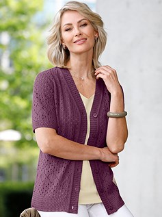 Link. short sleeve open knit cardigan (Product Display 37296) image.