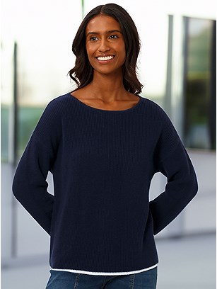 Boat Neckline Rib Knit Sweater product image (591172.NV.11S)