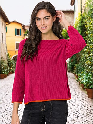 Boat Neckline Rib Knit Sweater product image (591172.PK.15S)