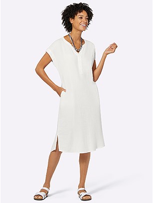 V-Neck Muslin Dress product image (591452.WH.1.1_WithBackground)