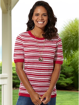 Patterned Short Sleeve Sweater product image (591602.RDMU.2S)