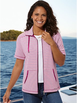 Short Sleeve Zip Up Cardigan product image (591910.LIMU.15S)