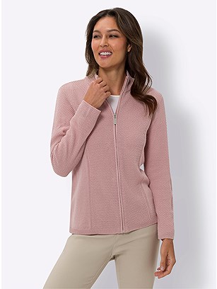 Textured Zip Cardigan product image (597534.HYDR.1.1_WithBackground)