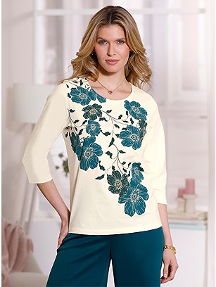 Floral 3/4 Sleeve Shirt product image (598457.CMPE.1.1_WithBackground)