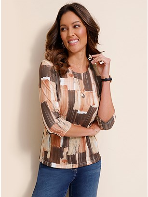 Printed 3/4 Sleeve Shirt product image (599093.BRCA.1.1_WithBackground)