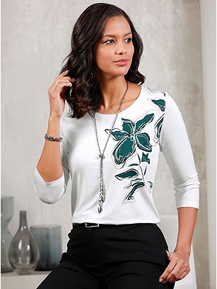 Floral Rhinestone Shirt product image (599332.ECPR.1S)