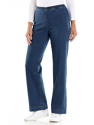 Stretch Waist Wide Leg Jeans product image (599452.DKBL.1.1_WithBackground)