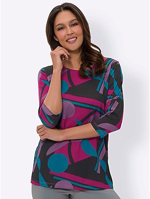 Printed 3/4 Sleeve Tunic product image (599481.BKPK.1S)